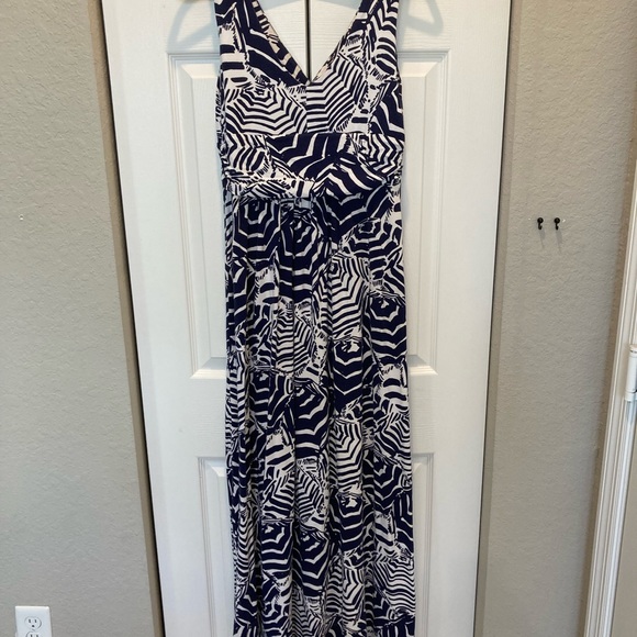 Lilly Pulitzer maxi navy and white umbrella dress - Picture 10 of 11